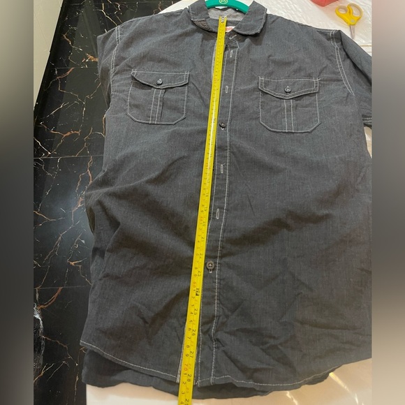 Set Of 2 Shirts Mens MICHAEL BRANDON / AMERICAN RAG SZ M Gray Denim Long Sleeves - Picture 11 of 11
